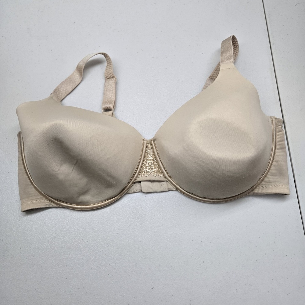 Vanity Fair Women Bra 42DDD Beige T Shirt Underwired Lace Lightly Lined